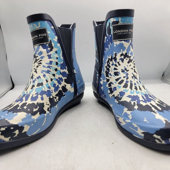 London Fog Collection Piccadilly Womens 6 Blue Tie Dye Rain Boots Outdoors - Picture 3 of 13